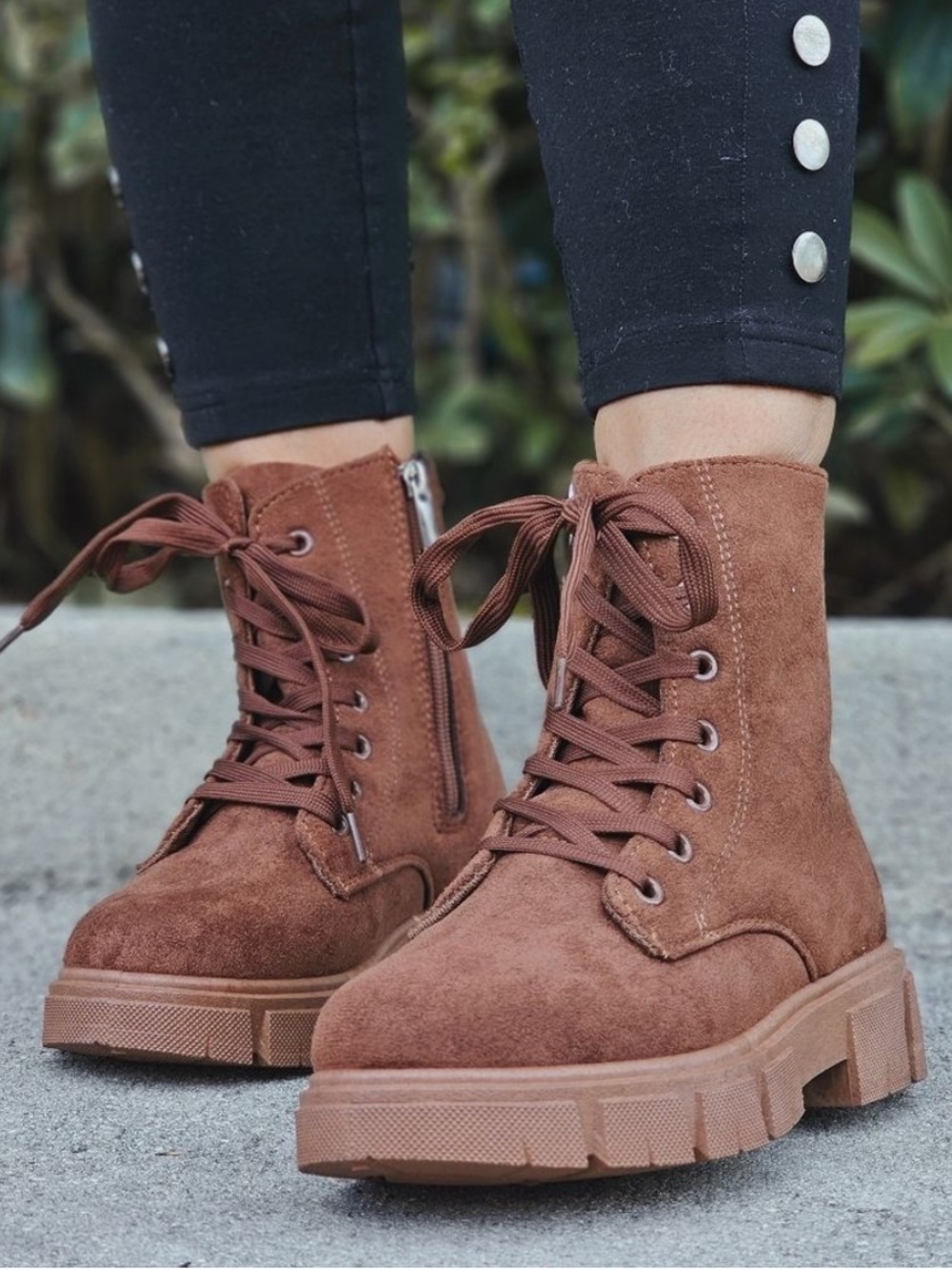 Women's Brown Suede Lace-Up Ankle Boots